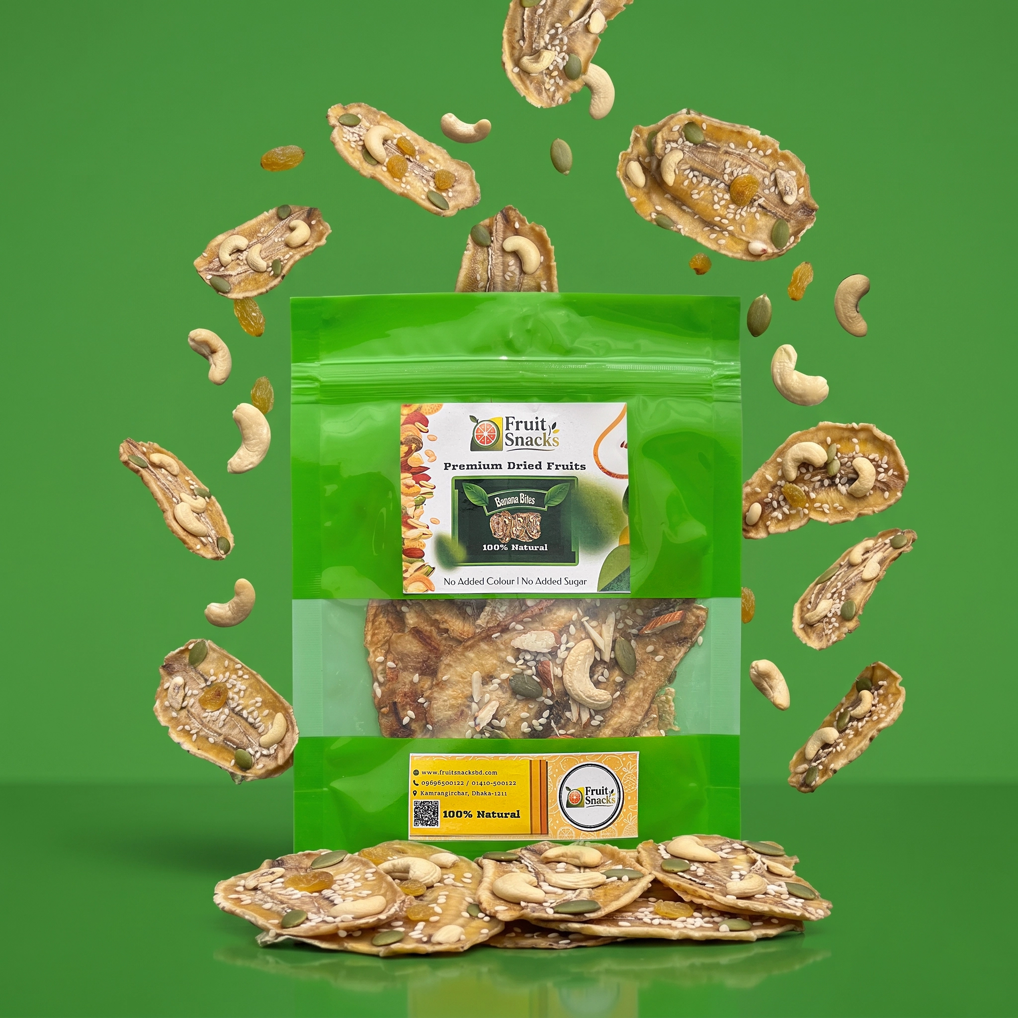 Premium Natural Banana Bites with Mixed Nuts & Seeds